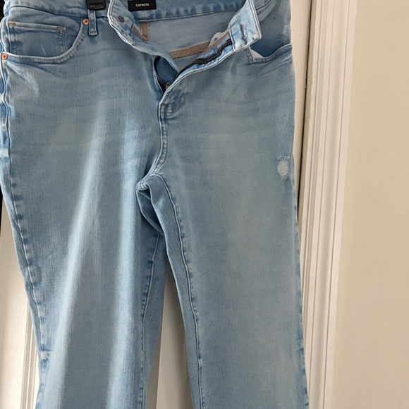 Express women’s Slim Straight Light Blue Denim Jeans - Picture 2 of 6